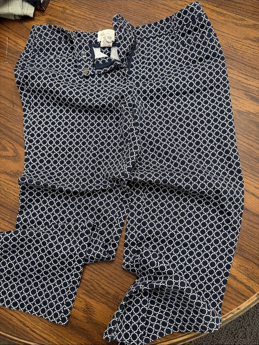 Andrea Jovine Navy and White Patterned Trousers